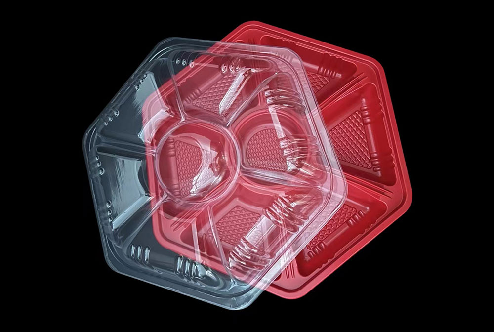 Hexagonal date container with black color base